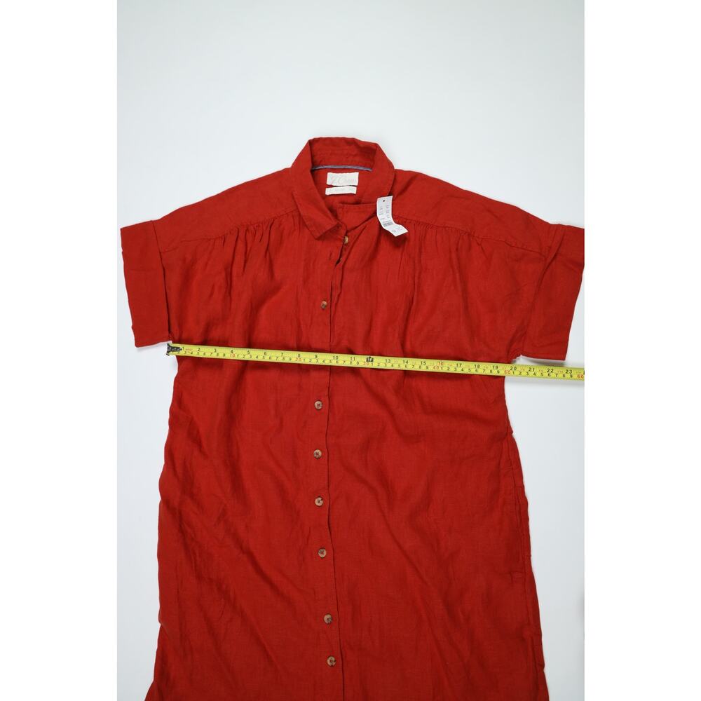 J.Crew NWT 100% Linen Relaxed Shirt Dress Red Coastal Resort Cover Up MP $148 - Picture 14 of 14